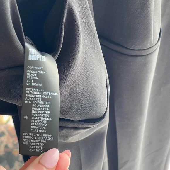 NWT The Kooples BLACK CREPE JUMPSUIT with Silver Chain Neck Detail - Picture 15 of 16